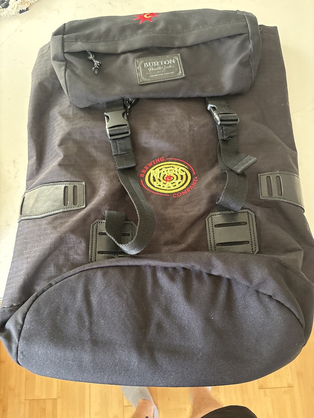 Burton Black Backpack with Magic Hat Brewing Company Patch